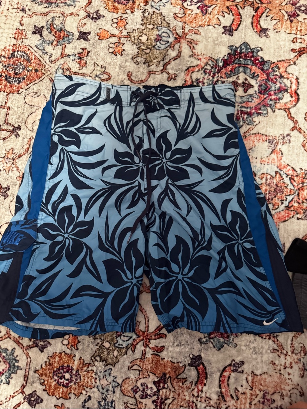 Nike Men’s Light Blue & Navy Floral Swim Trunks